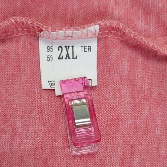 Hand Printed Upcycled Womens 2XL Mama Edition Short Sleeve Half Button Tee Shirt - Picture 5 of 5